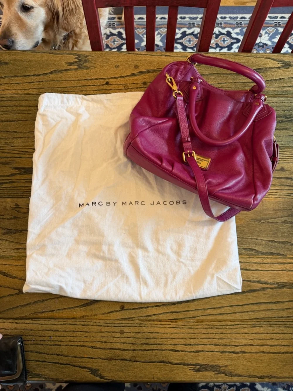 Marc Jacobs Hot Pink Pebbled Leather Tote with Gold Hardware